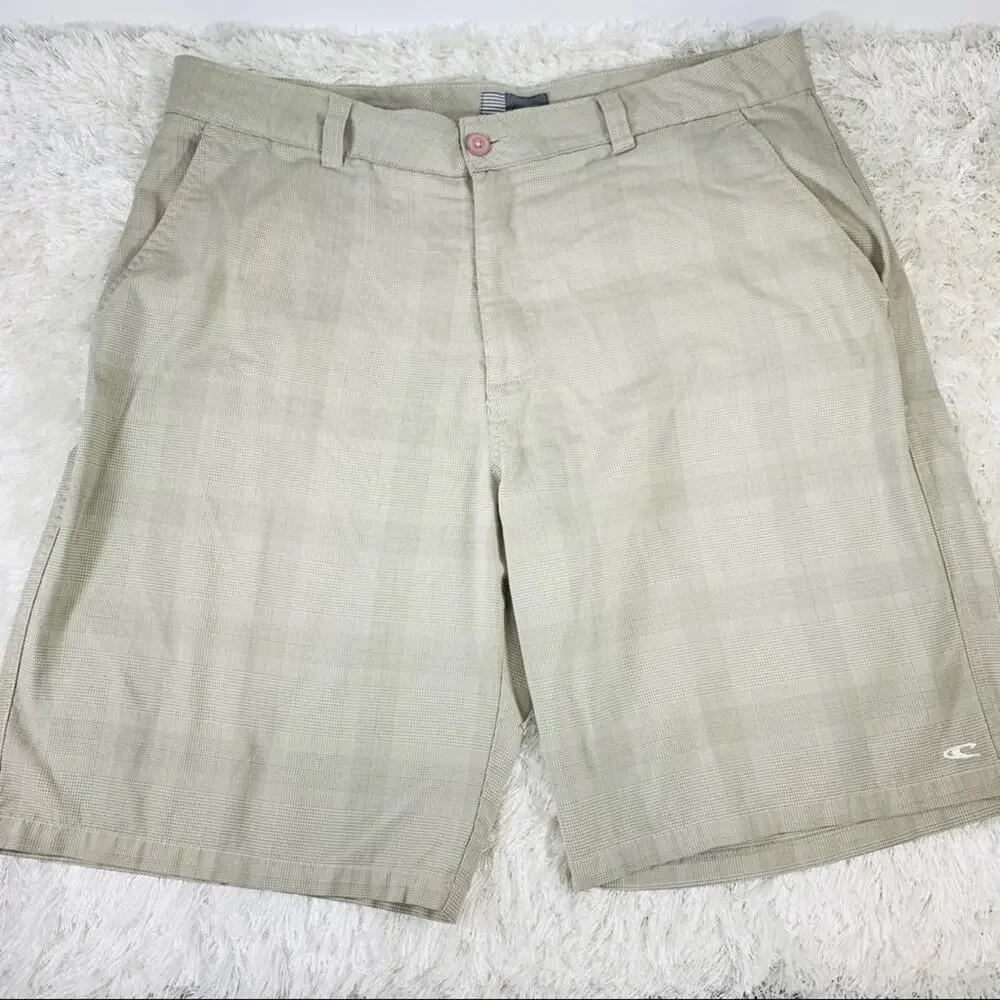 O’Neill Tan Plaid Shorts Sz 38